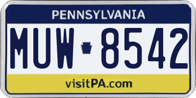 PA license plate MUW8542