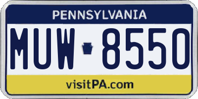 PA license plate MUW8550