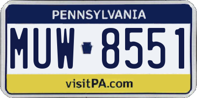 PA license plate MUW8551
