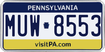 PA license plate MUW8553