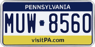 PA license plate MUW8560