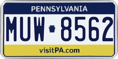 PA license plate MUW8562