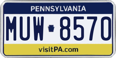 PA license plate MUW8570