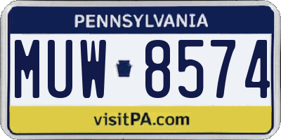 PA license plate MUW8574