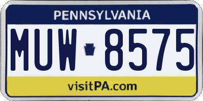 PA license plate MUW8575