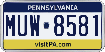 PA license plate MUW8581