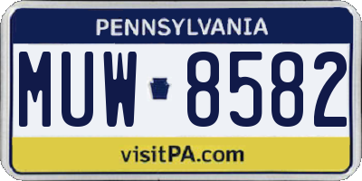 PA license plate MUW8582