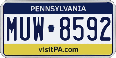 PA license plate MUW8592