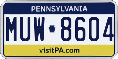 PA license plate MUW8604