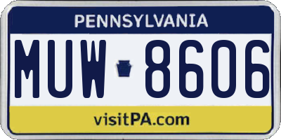 PA license plate MUW8606