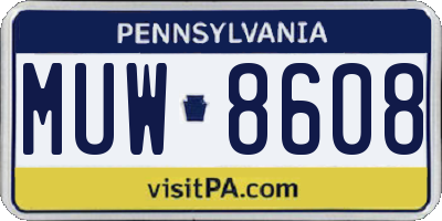 PA license plate MUW8608