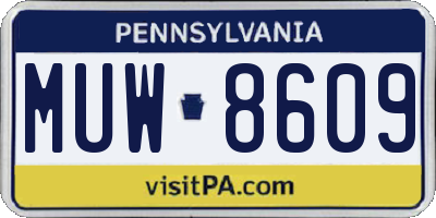 PA license plate MUW8609