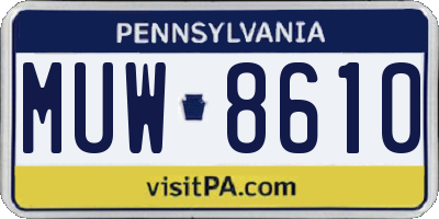 PA license plate MUW8610
