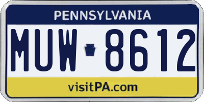 PA license plate MUW8612