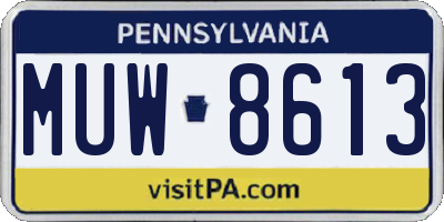 PA license plate MUW8613