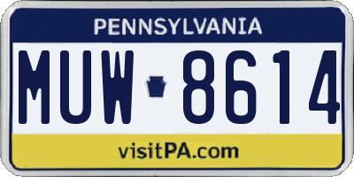 PA license plate MUW8614