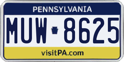 PA license plate MUW8625