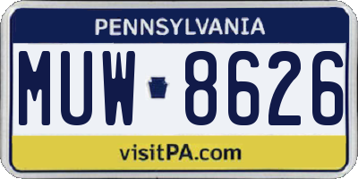 PA license plate MUW8626