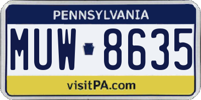 PA license plate MUW8635