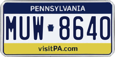 PA license plate MUW8640