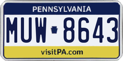 PA license plate MUW8643