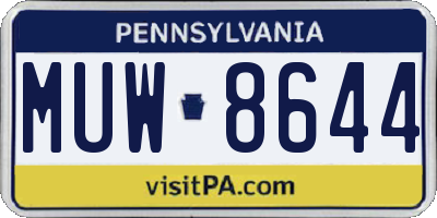 PA license plate MUW8644