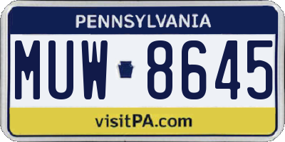 PA license plate MUW8645