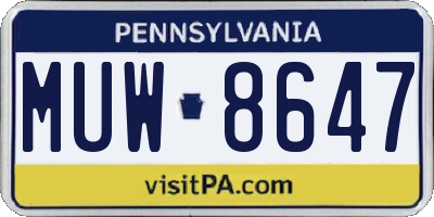 PA license plate MUW8647