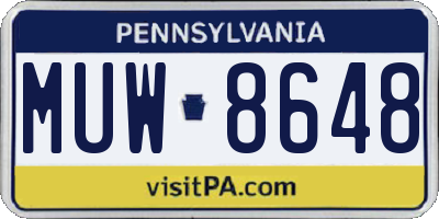 PA license plate MUW8648