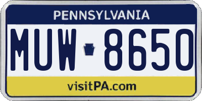 PA license plate MUW8650