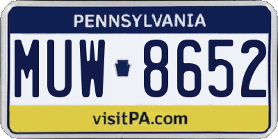 PA license plate MUW8652