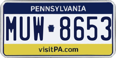 PA license plate MUW8653