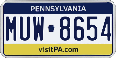 PA license plate MUW8654
