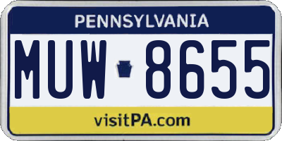 PA license plate MUW8655