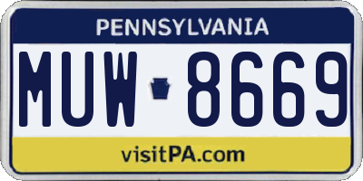 PA license plate MUW8669