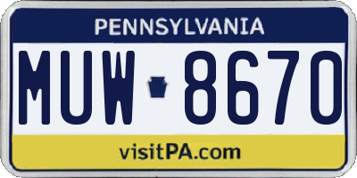 PA license plate MUW8670