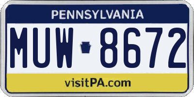 PA license plate MUW8672