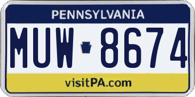 PA license plate MUW8674