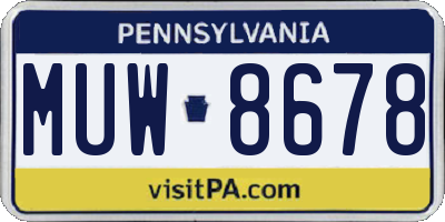 PA license plate MUW8678