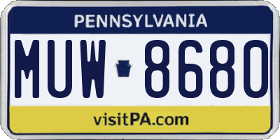 PA license plate MUW8680