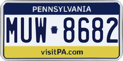 PA license plate MUW8682