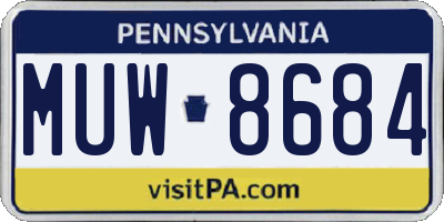 PA license plate MUW8684