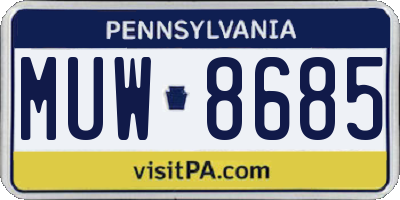 PA license plate MUW8685