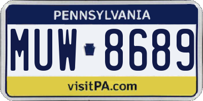 PA license plate MUW8689