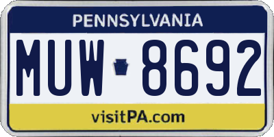 PA license plate MUW8692