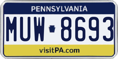 PA license plate MUW8693