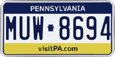 PA license plate MUW8694