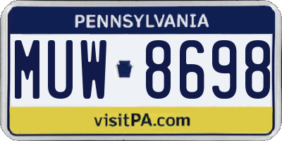 PA license plate MUW8698