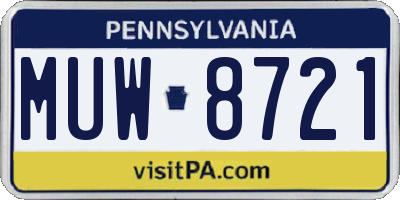 PA license plate MUW8721