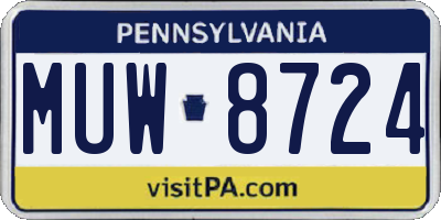 PA license plate MUW8724